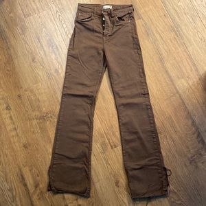 Stradivarius Brown Flared Split pants